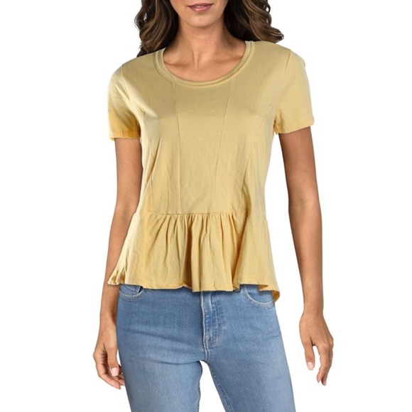 Joe's Jeans Tops - NWT Joe's Jeans Peggy Peplum Ruffled Hem Short Sleeve Top - Yellow Size XS